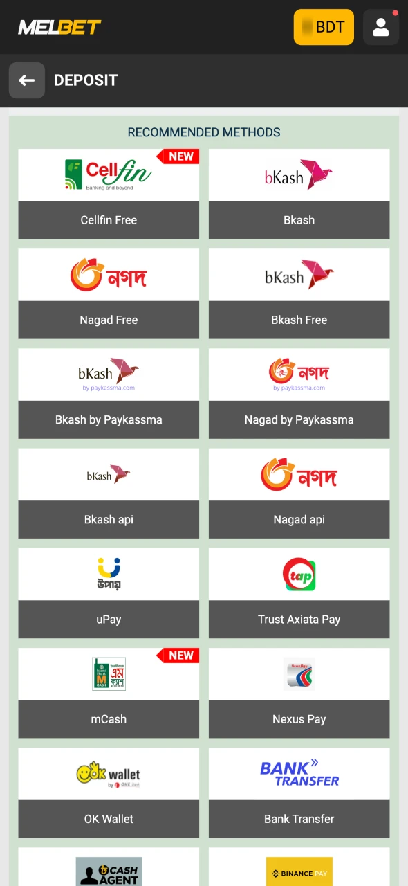 Make your first deposit at Melbet website.