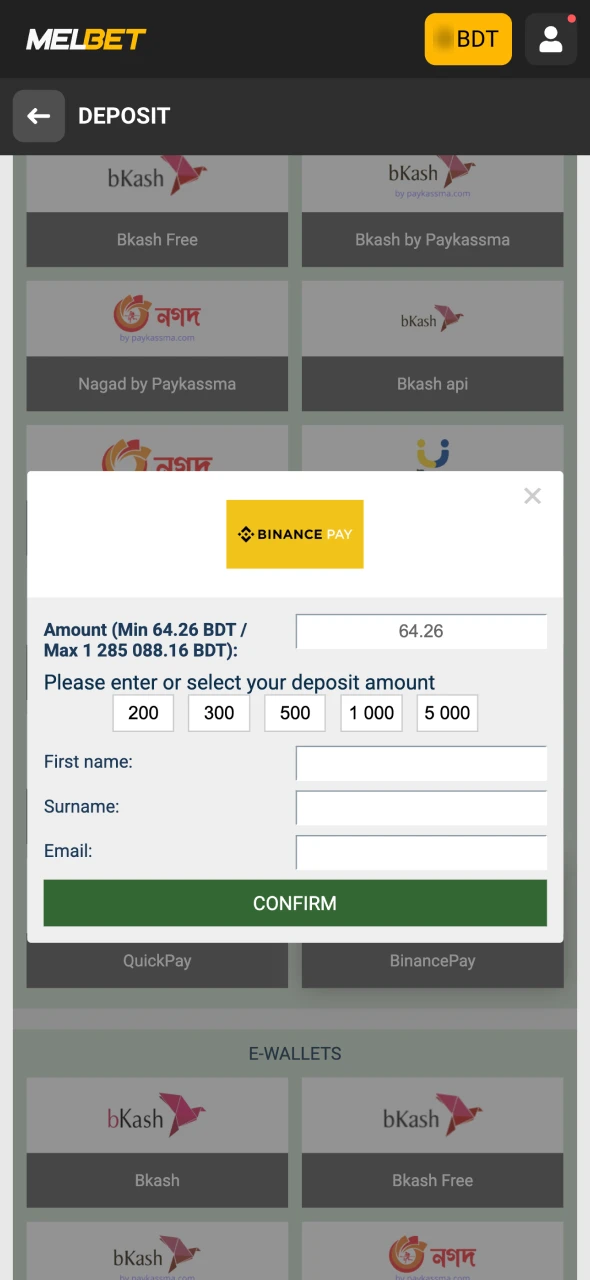 Top up your balance at Melbet official platform.