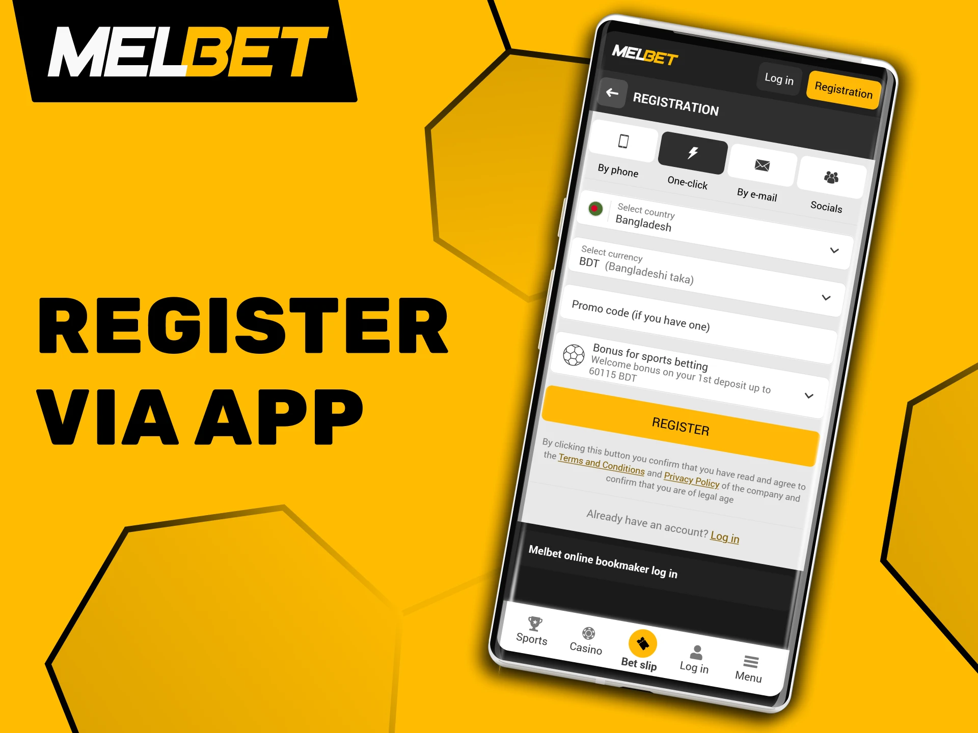 Set up your Melbet account using the mobile app.