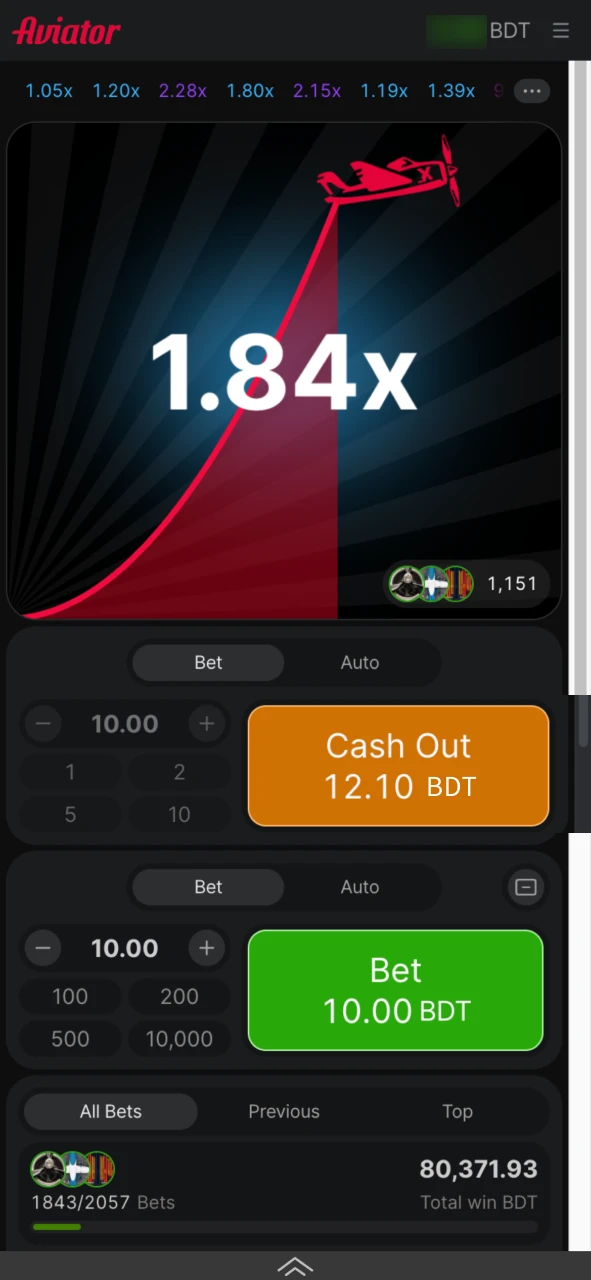 Place your bet in Aviator game on Melbet before the plane flies.